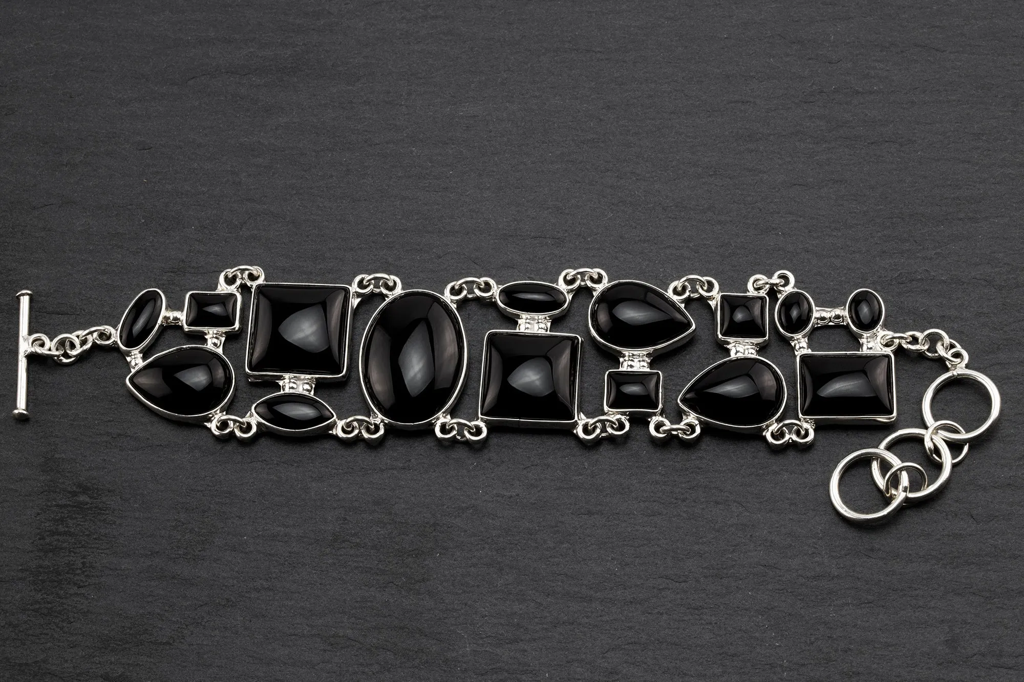 Large Sterling Silver and Black Onyx Bracelet