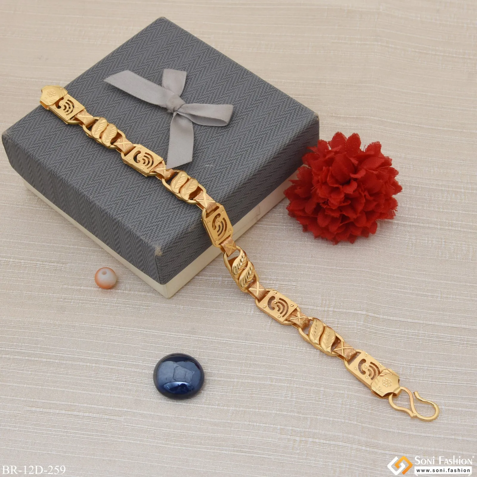 Latest Design Gold Plated Kohli Nawabi Bracelet for Men - Style D259