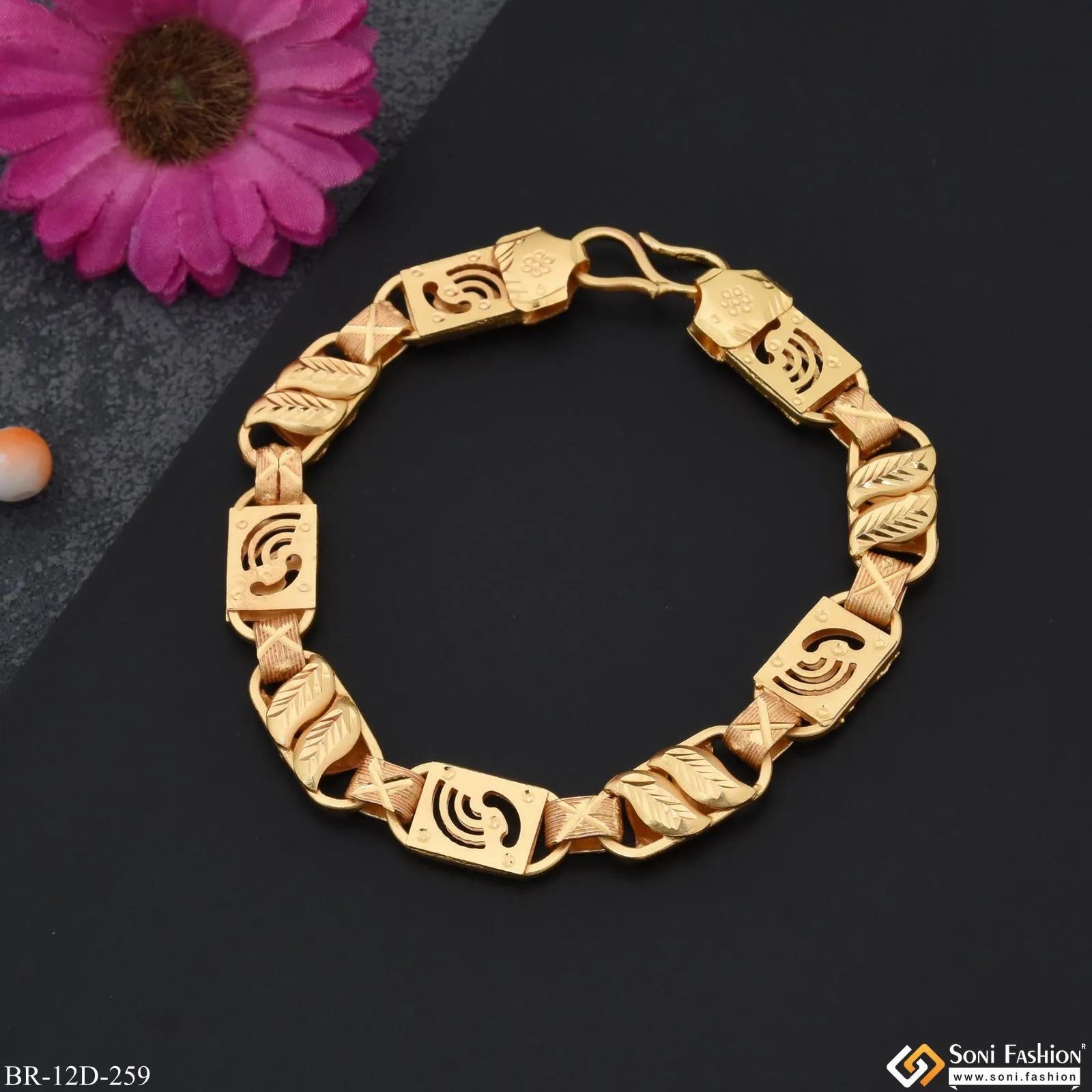 Latest Design Gold Plated Kohli Nawabi Bracelet for Men - Style D259