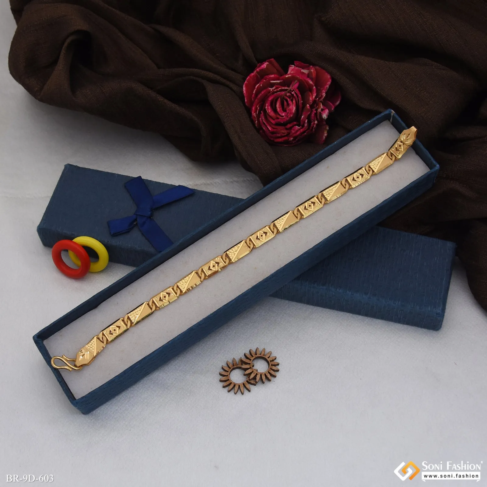Latest Design Gold Plated Nawabi Bracelet for Men - Style D603