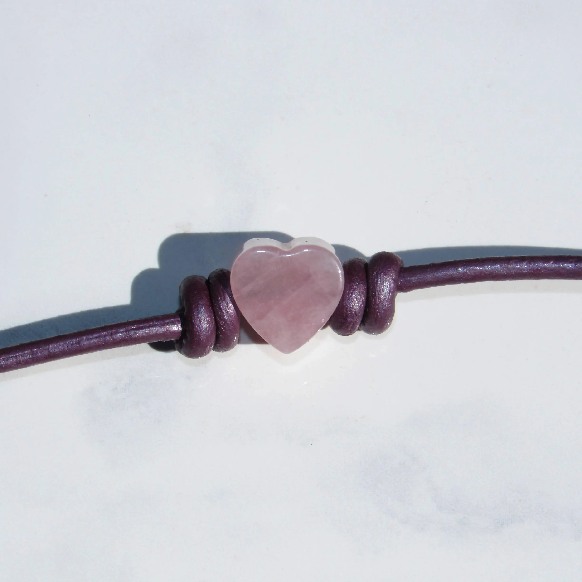 Leather and Gemstone Heart Choker/Necklace
