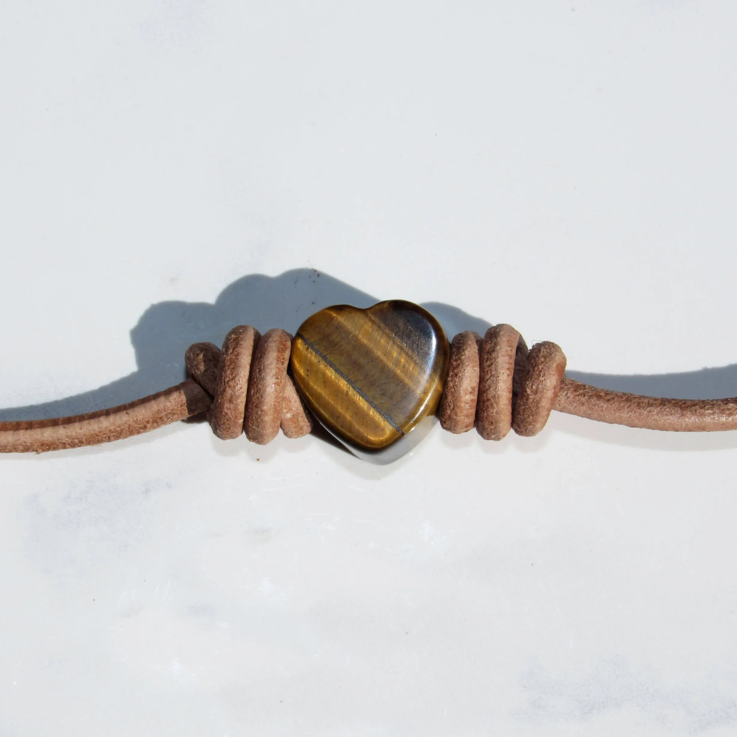 Leather and Gemstone Heart Choker/Necklace