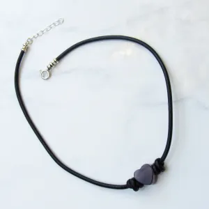 Leather and Gemstone Heart Choker/Necklace