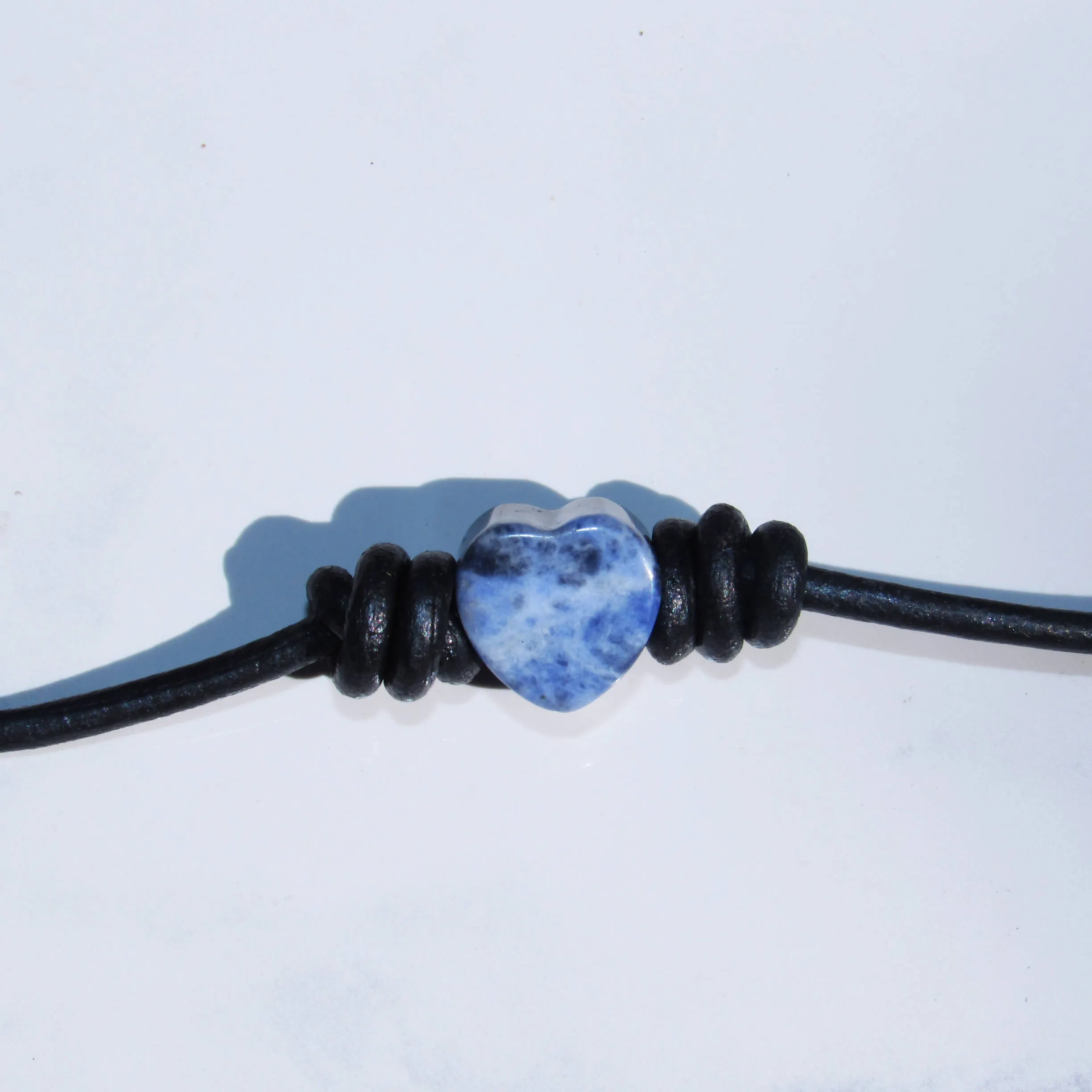 Leather and Gemstone Heart Choker/Necklace