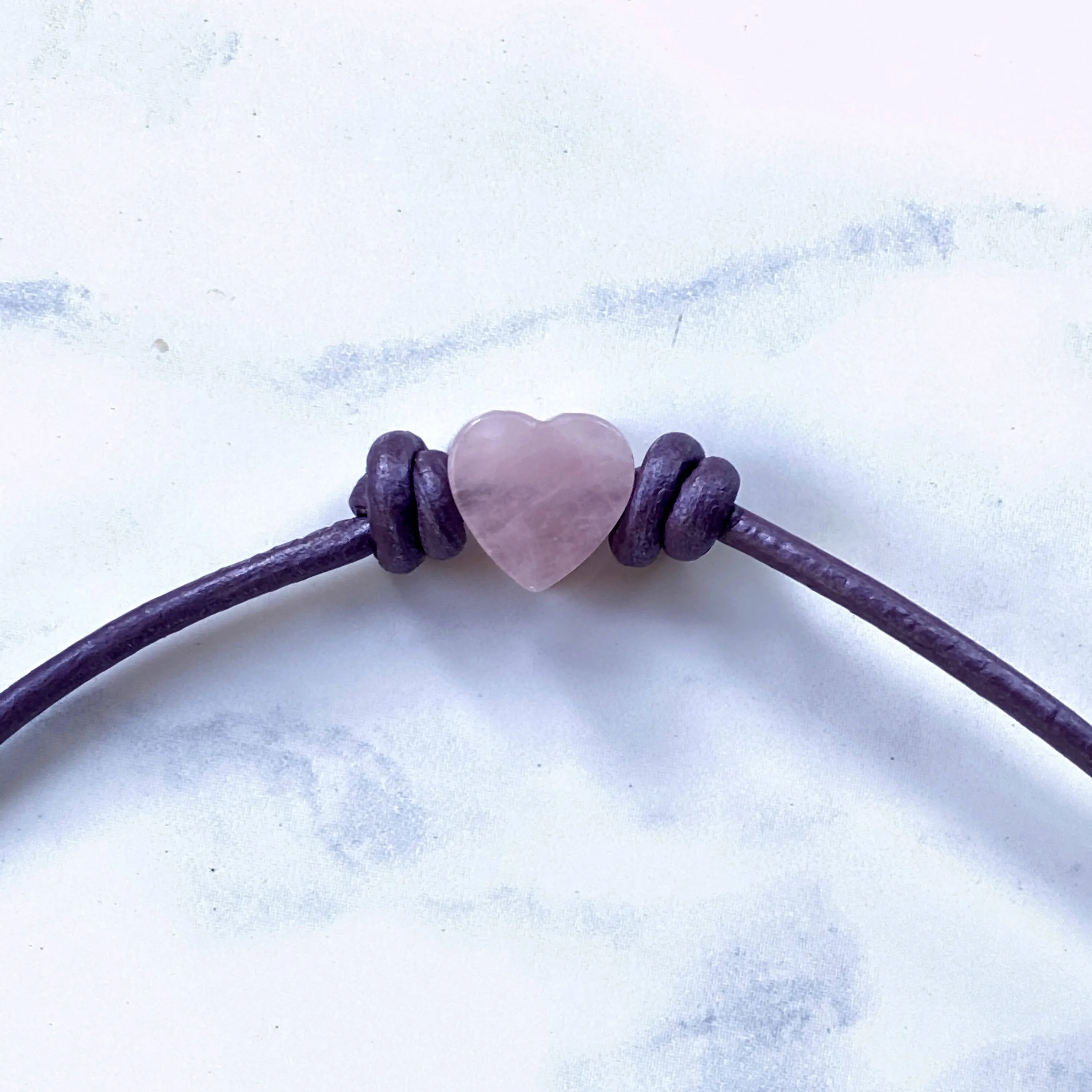 Leather and Gemstone Heart Choker/Necklace
