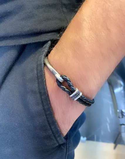 Leather Knot Bracelet with Silver