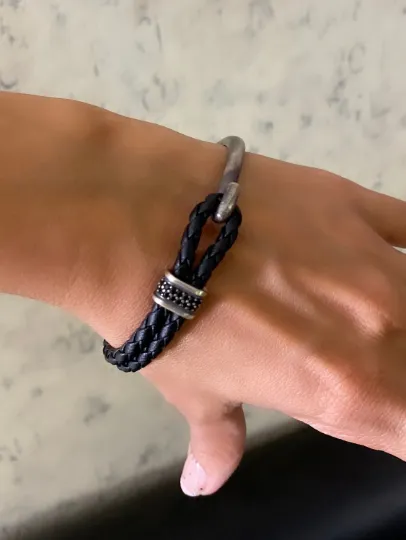 Leather Knot Bracelet with Silver