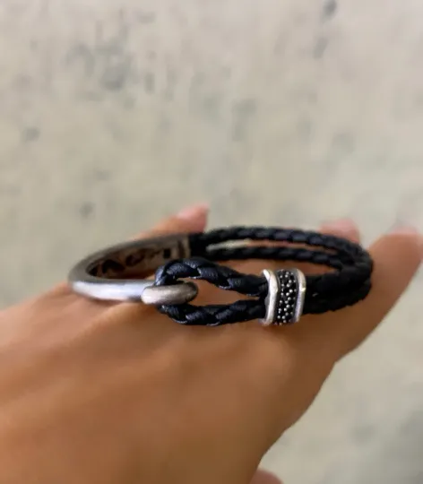 Leather Knot Bracelet with Silver