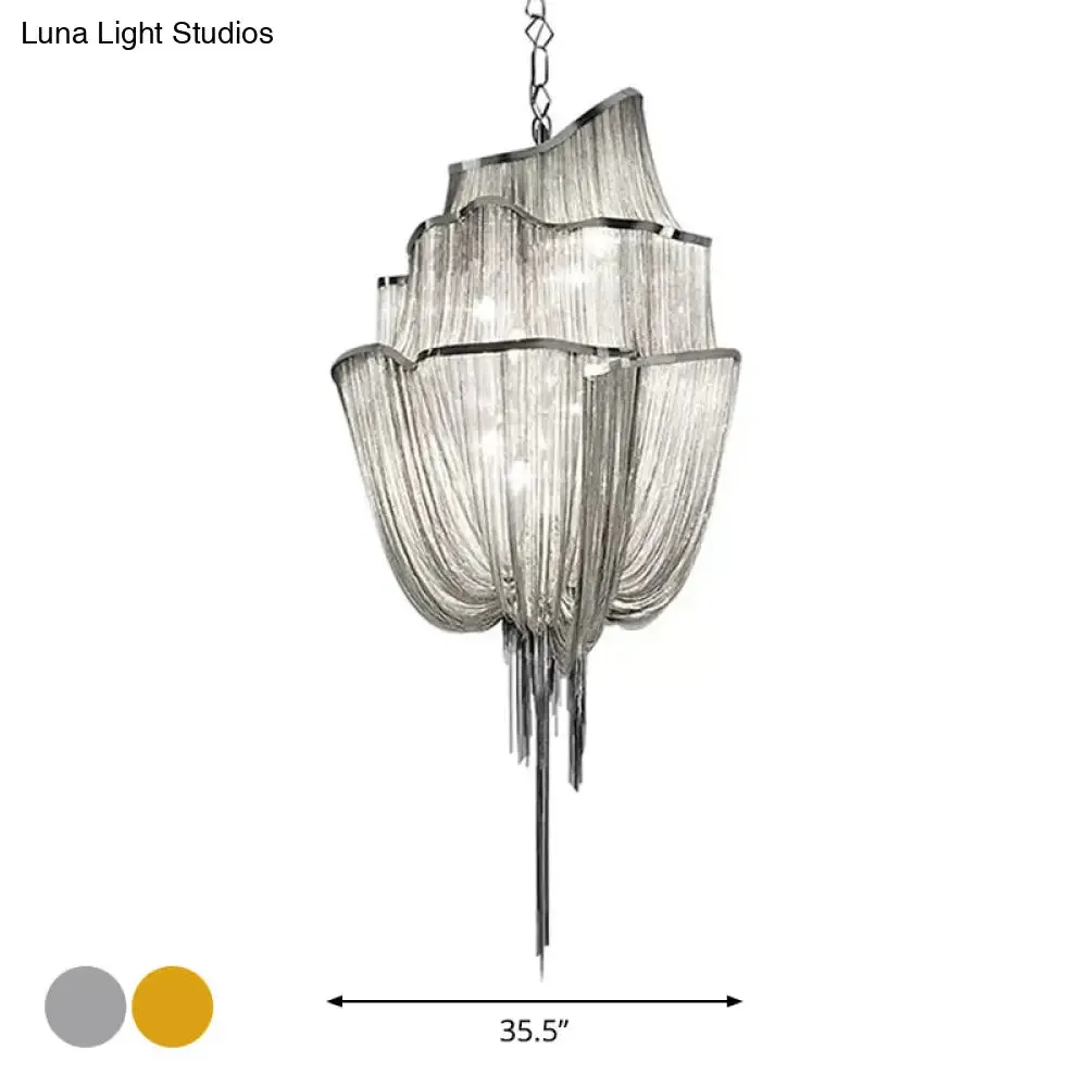 LED Aluminum Flow Chandelier Pendant Light Kit for Contemporary Living Room