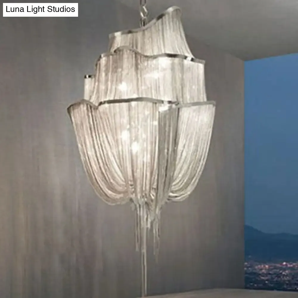 LED Aluminum Flow Chandelier Pendant Light Kit for Contemporary Living Room