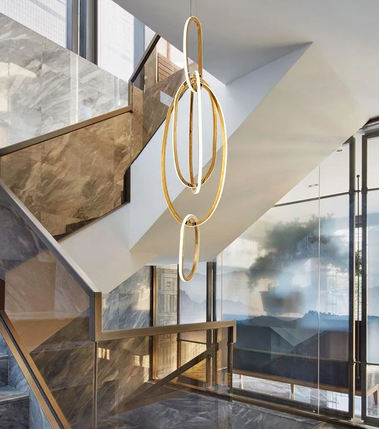LED Stainless Steel Chandelier For Staircase