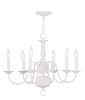 Livex Williamsburgh 6 Light White Chandelier - C185-5006-03