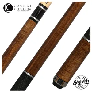 Lucasi Hybrid Brazilian Nut Brown-Stained Maple and Silver Rings Pool Cue with Sport Wrap - LHE20