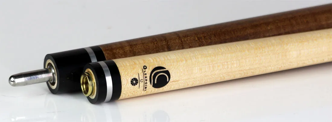Lucasi Hybrid Brazilian Nut Brown-Stained Maple and Silver Rings Pool Cue with Sport Wrap - LHE20
