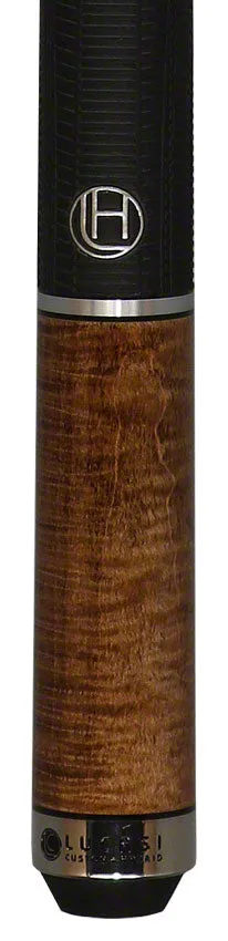 Lucasi Hybrid Brazilian Nut Brown-Stained Maple and Silver Rings Pool Cue with Sport Wrap - LHE20