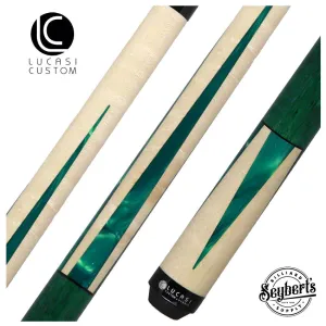 Lucasi  Zero Flexpoint Natural Birdseye Maple with Majestic Emerald Inlays and Green Birdseye Wrapless Pool Cue - LZC18