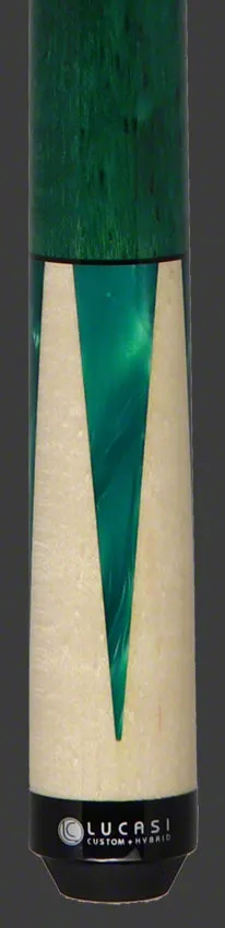 Lucasi  Zero Flexpoint Natural Birdseye Maple with Majestic Emerald Inlays and Green Birdseye Wrapless Pool Cue - LZC18