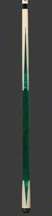 Lucasi  Zero Flexpoint Natural Birdseye Maple with Majestic Emerald Inlays and Green Birdseye Wrapless Pool Cue - LZC18