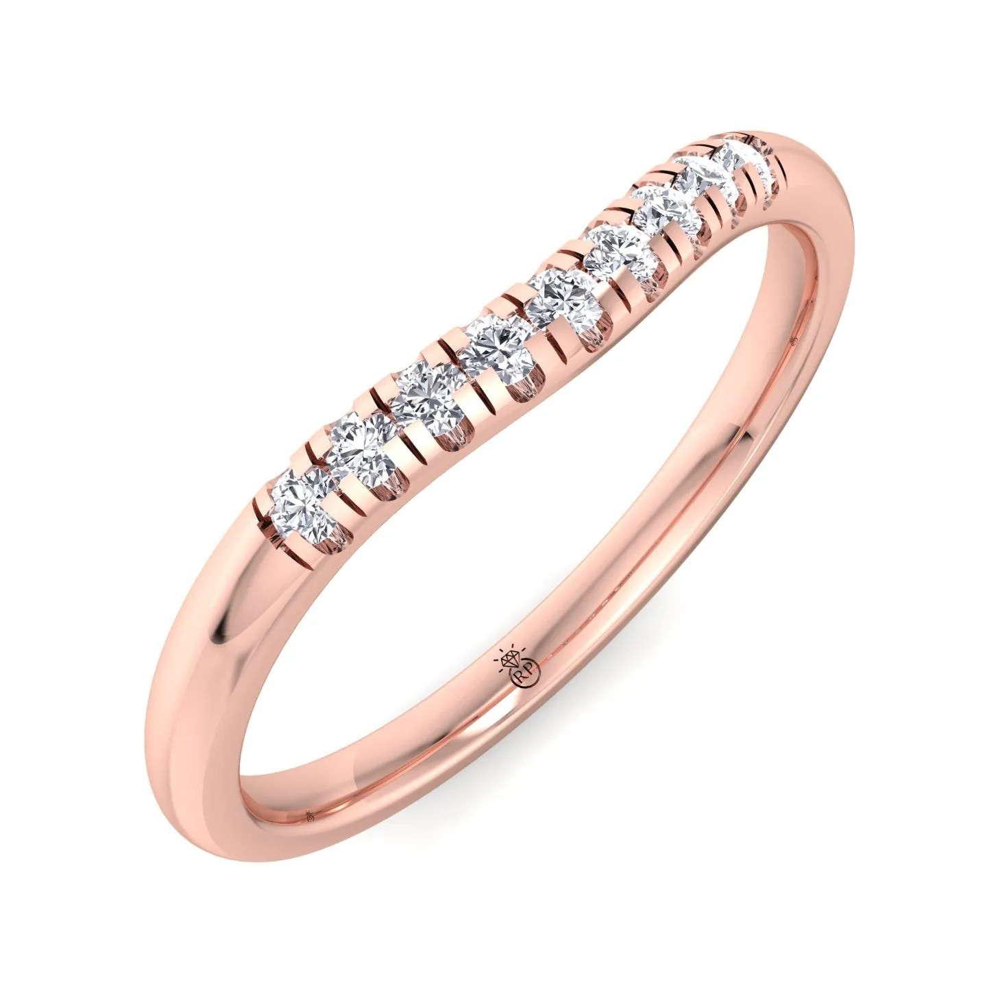 Malta - Matching Wedding Band with Curve (0.05 CT)