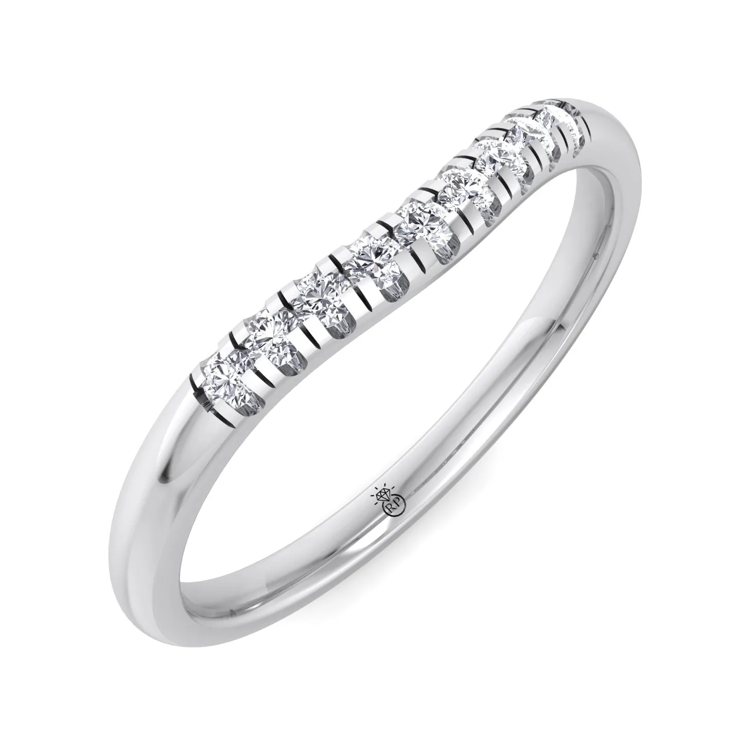 Malta - Matching Wedding Band with Curve (0.05 CT)