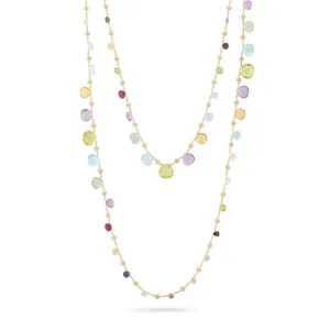 Marco Bicego Paradise Collection 18K Yellow Gold Mixed Gemstone Triple Wave Necklace