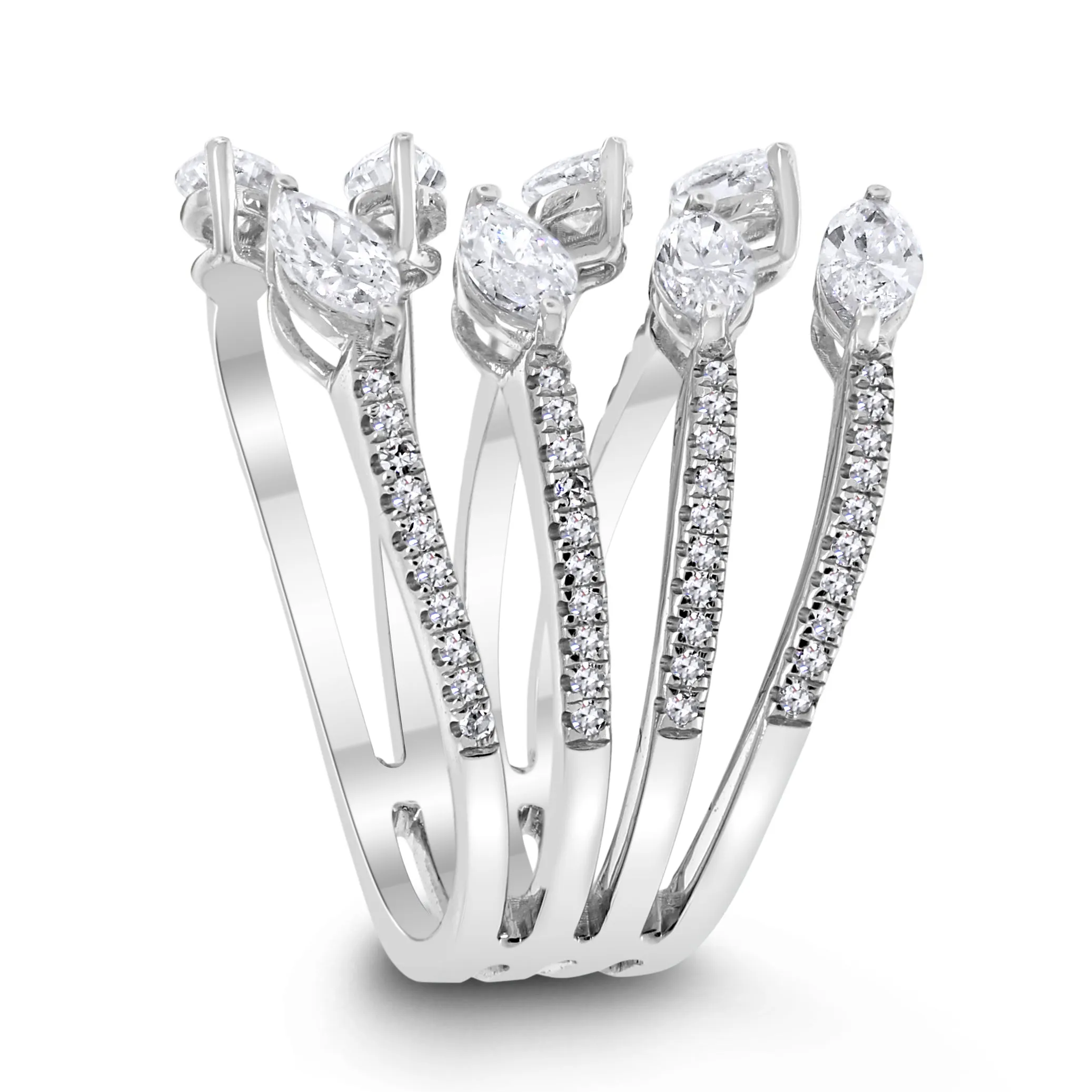 Marquise Peek Ring (1.63 ct Diamonds) in White Gold