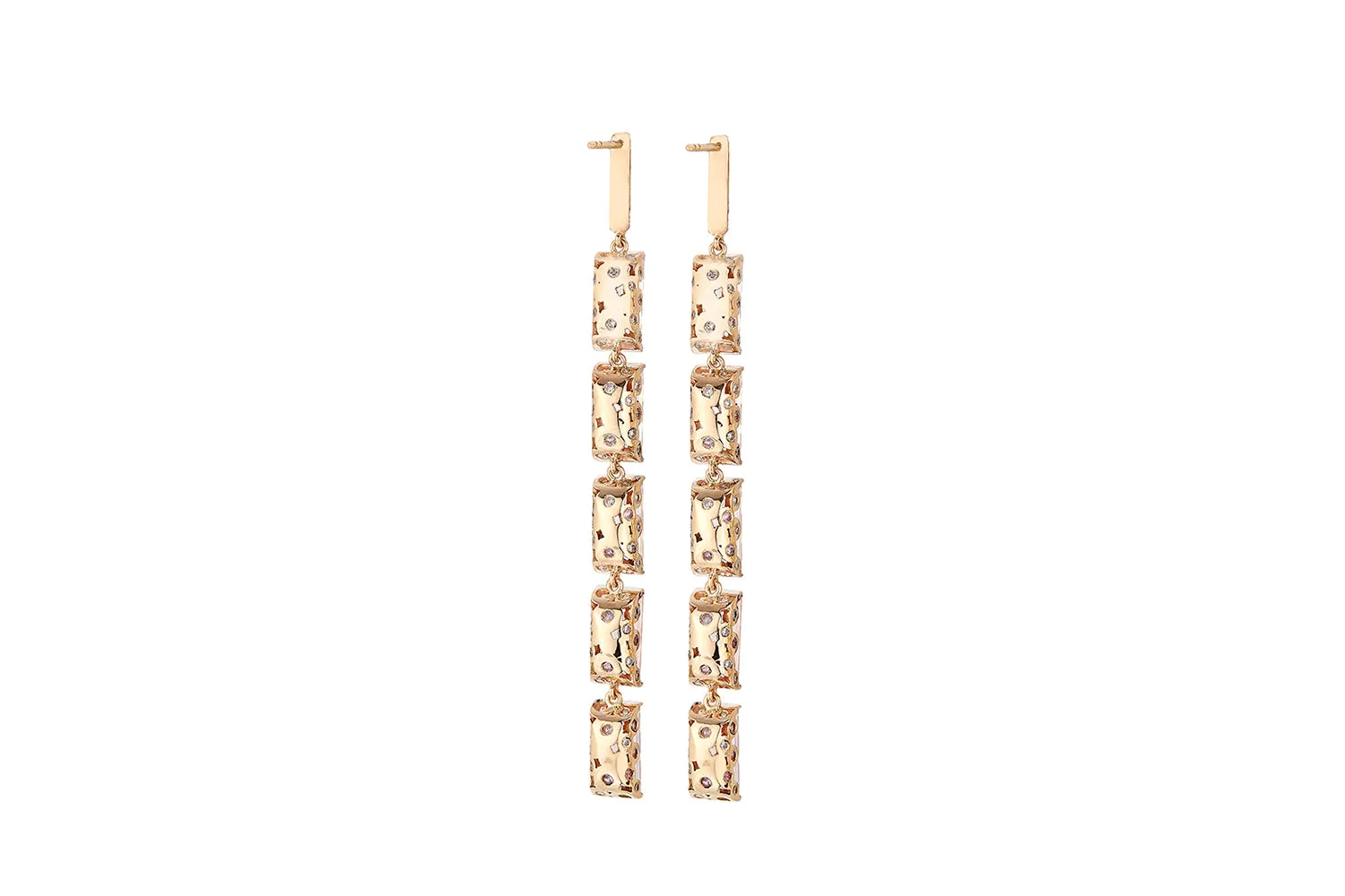 Memphis Bubble Pave Baguette Chandeliers Earrings