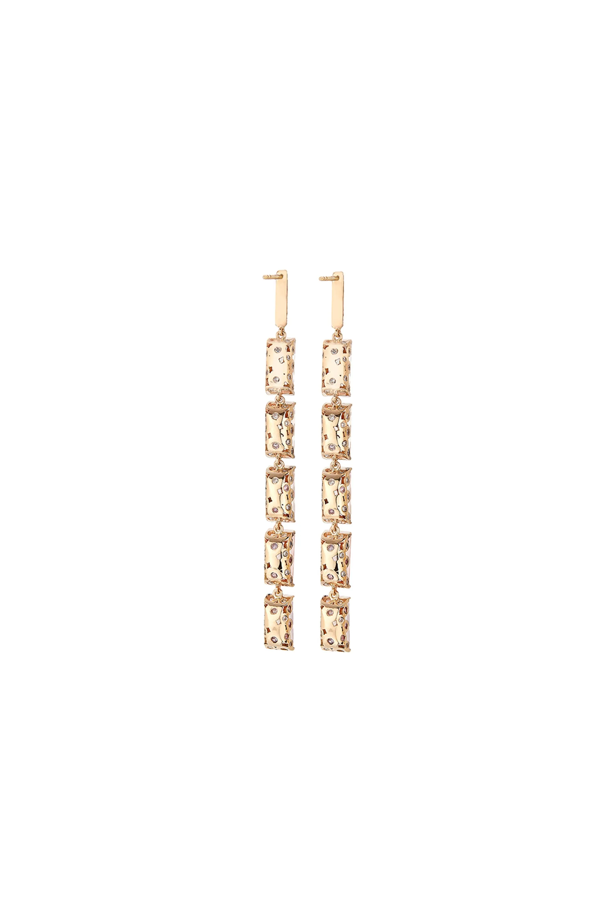 Memphis Bubble Pave Baguette Chandeliers Earrings