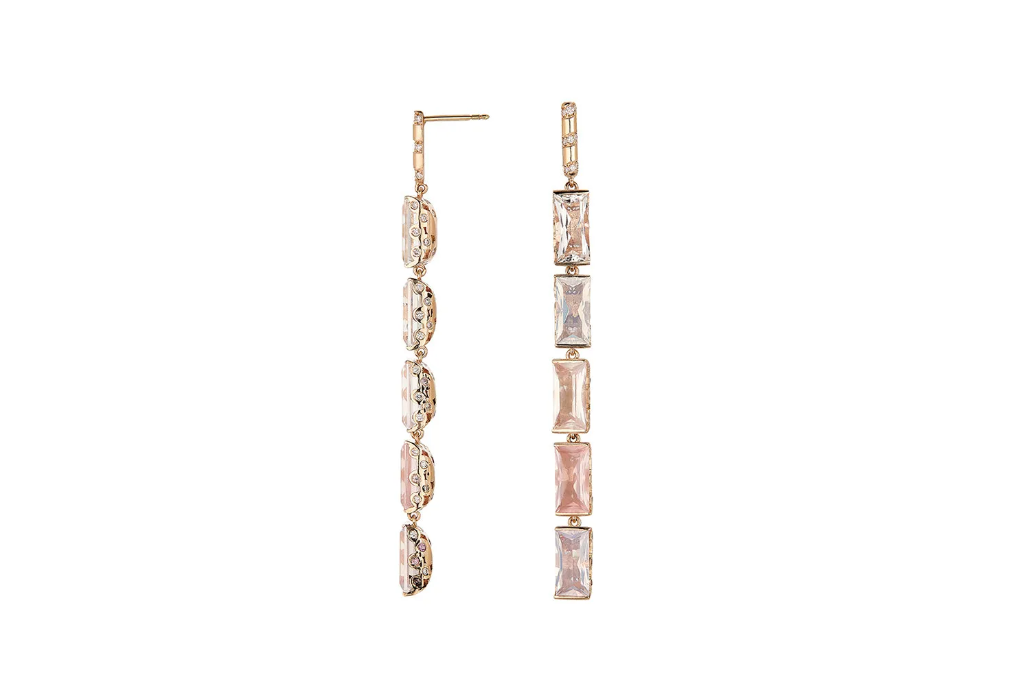 Memphis Bubble Pave Baguette Chandeliers Earrings