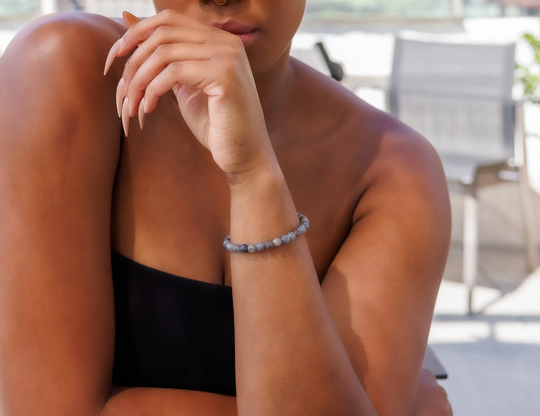 Mini Faceted Labradorite Natural Gemstone Bracelet