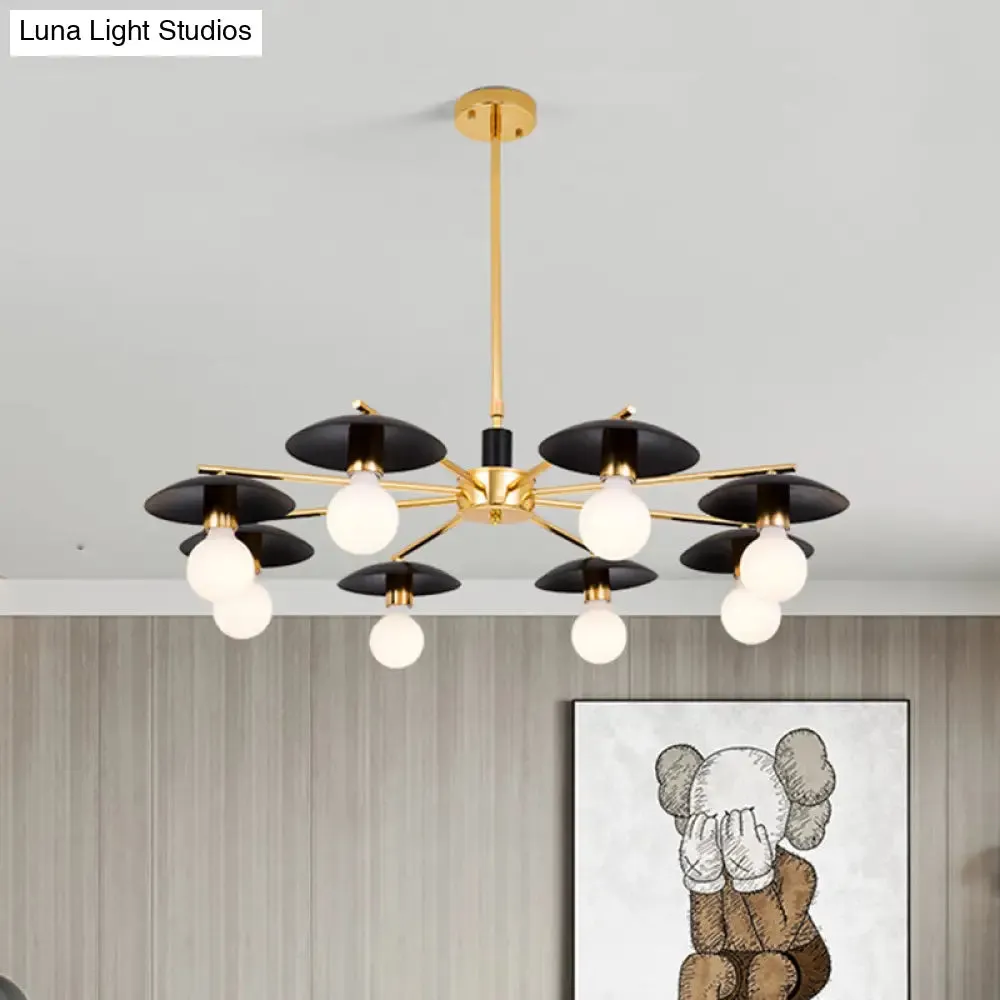 Modern Frosted Glass Bulb Chandelier - Black, 6/8 Light Pendant Ceiling Fixture