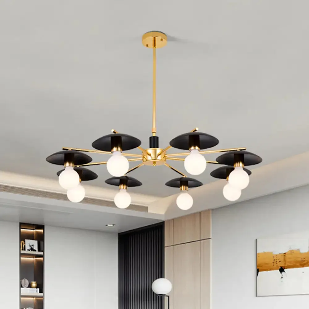 Modern Frosted Glass Bulb Chandelier - Black, 6/8 Light Pendant Ceiling Fixture