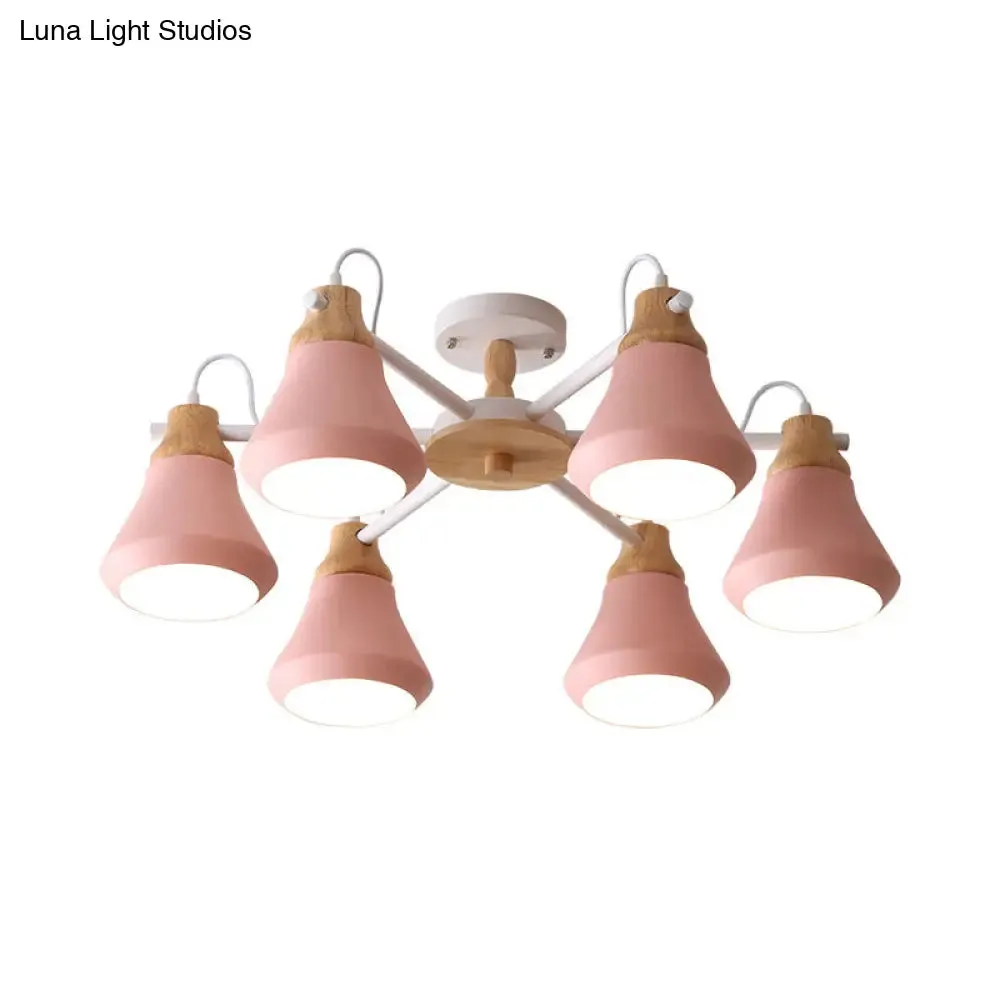 Modern Nordic Metal Chandelier - Pink Pyramid Hanging Lamp Fixture, Ideal for Kindergarten, Multiple Light Options Available