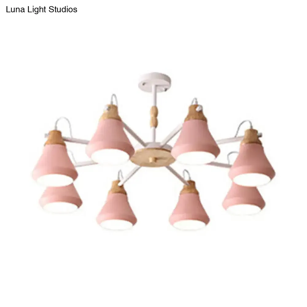 Modern Nordic Metal Chandelier - Pink Pyramid Hanging Lamp Fixture, Ideal for Kindergarten, Multiple Light Options Available