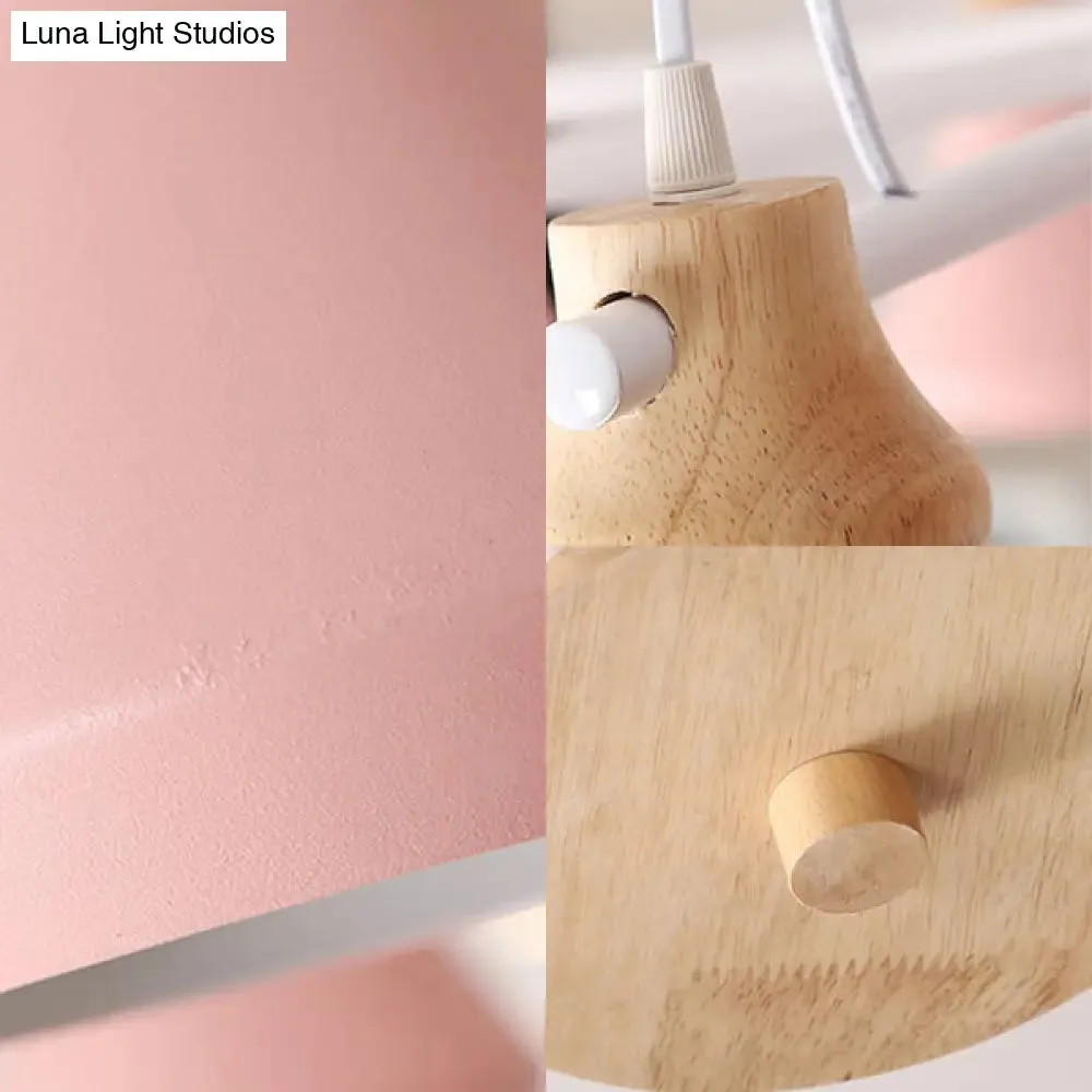 Modern Nordic Metal Chandelier - Pink Pyramid Hanging Lamp Fixture, Ideal for Kindergarten, Multiple Light Options Available