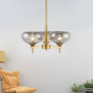 Modern Smoke Glass Dome Chandelier - 3 Head Suspension Lamp for Dining Room Ceiling