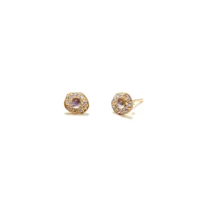Moonstone Diamond Disk Studs