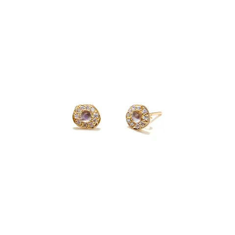Moonstone Diamond Disk Studs
