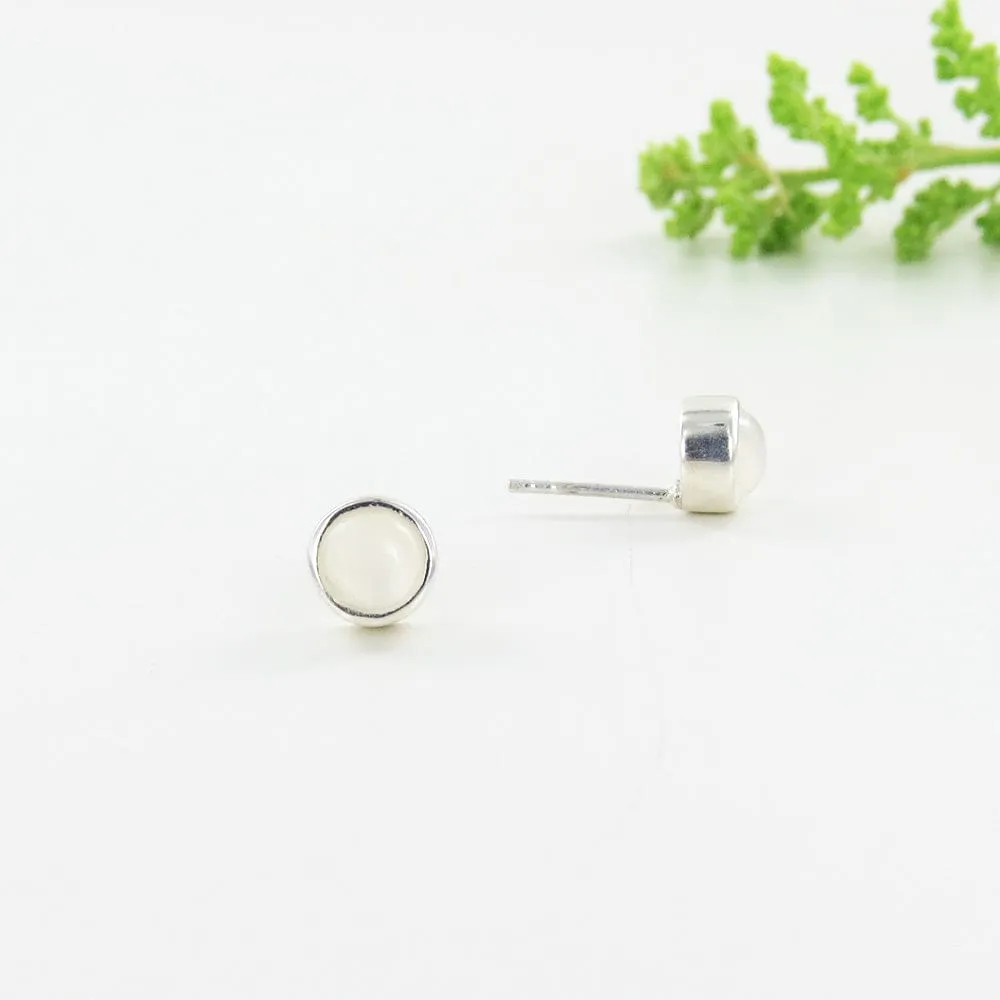 Moonstone Dot Post Earring