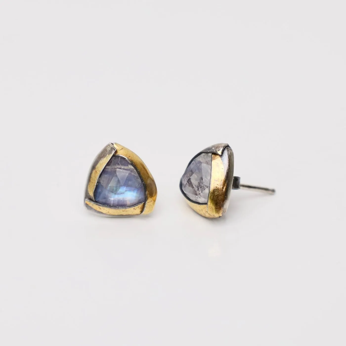 Moonstone Tri Fold Stud Earrings