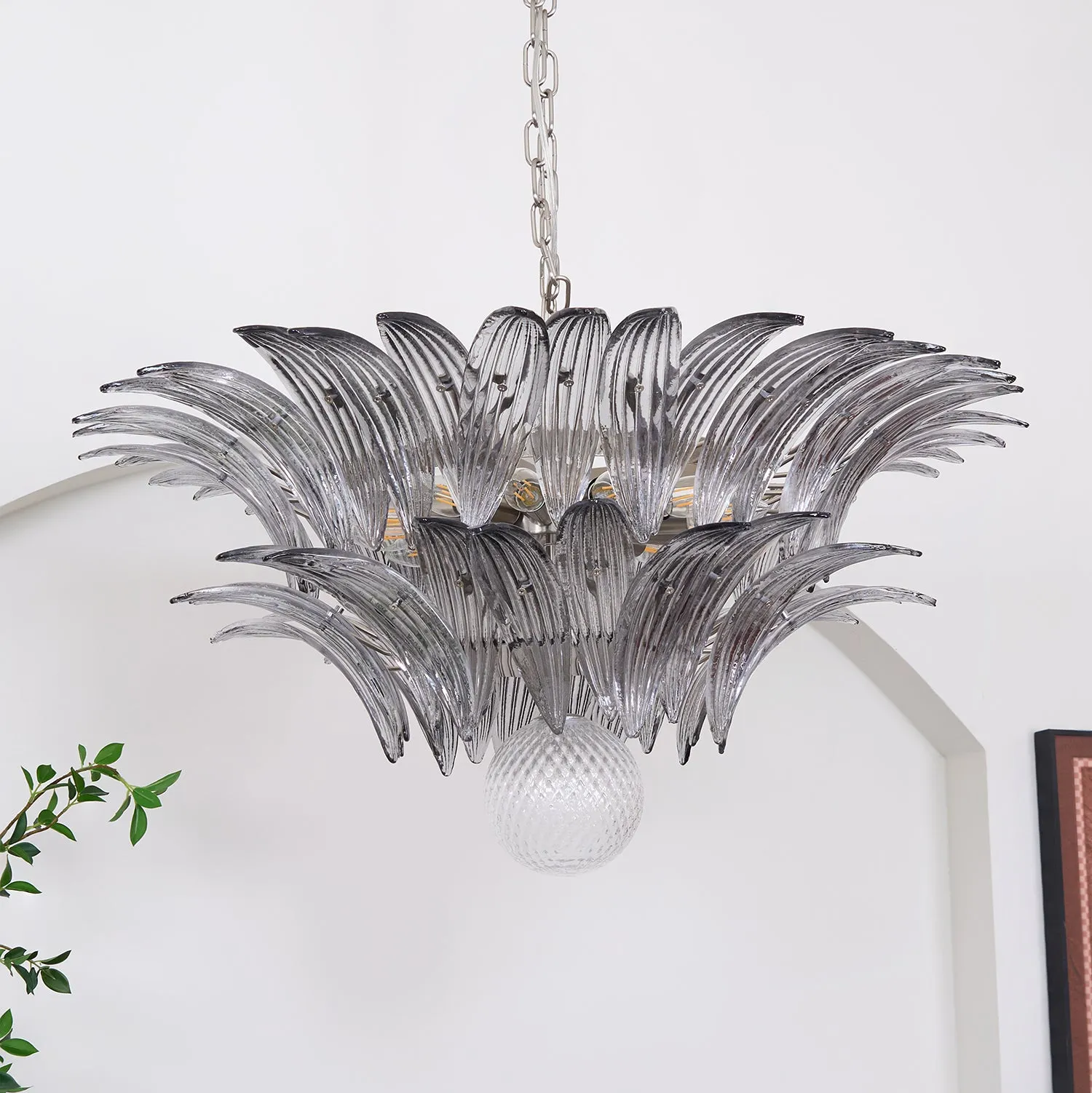 Murano Palmette Transparent Chandelier