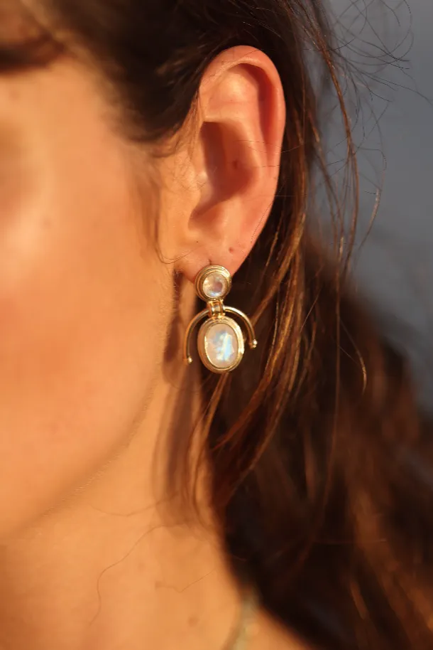 Muse Moonstone Gold Earrings