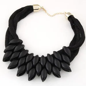N1972 Black Mesh Layered Statement Necklace with FREE Earrings