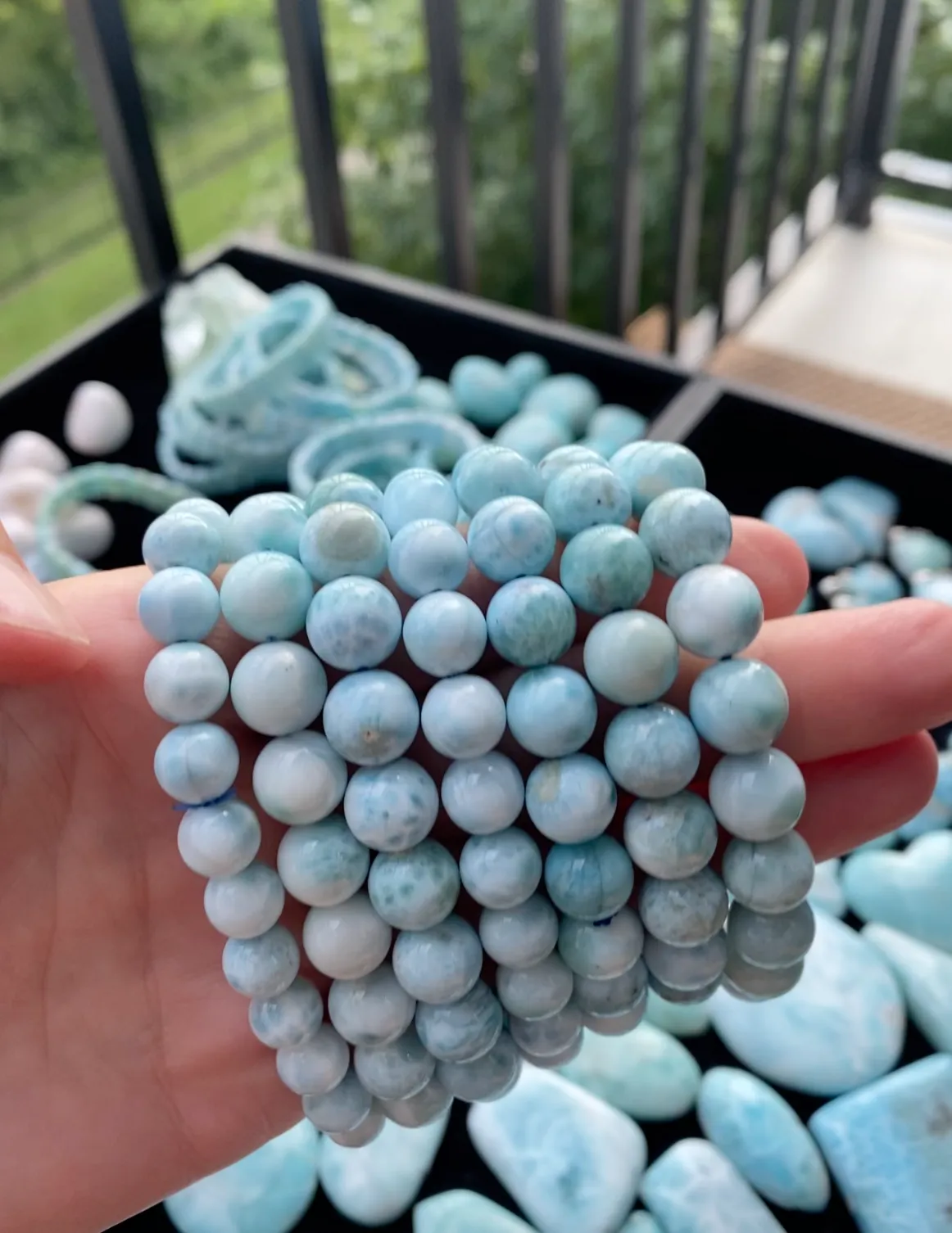 Natural Larimar Gemstone Bracelet - Small Premium Grade
