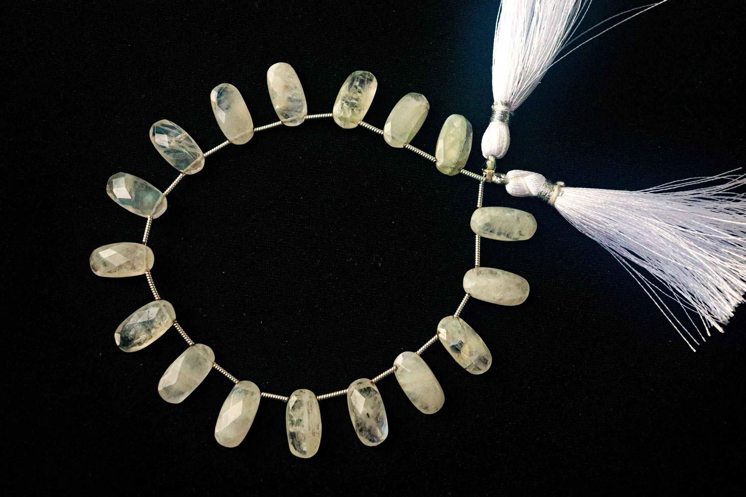 Natural Rainbow Moonstone Baguette Shape Beads | Side Drill | 7x14mm | 17 Pieces | Natural Gemstone | Beadsforyourjewellery