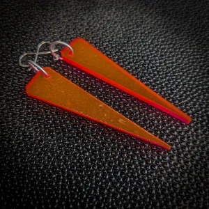 Neon Orange Narrow Triangle Dangle Earrings