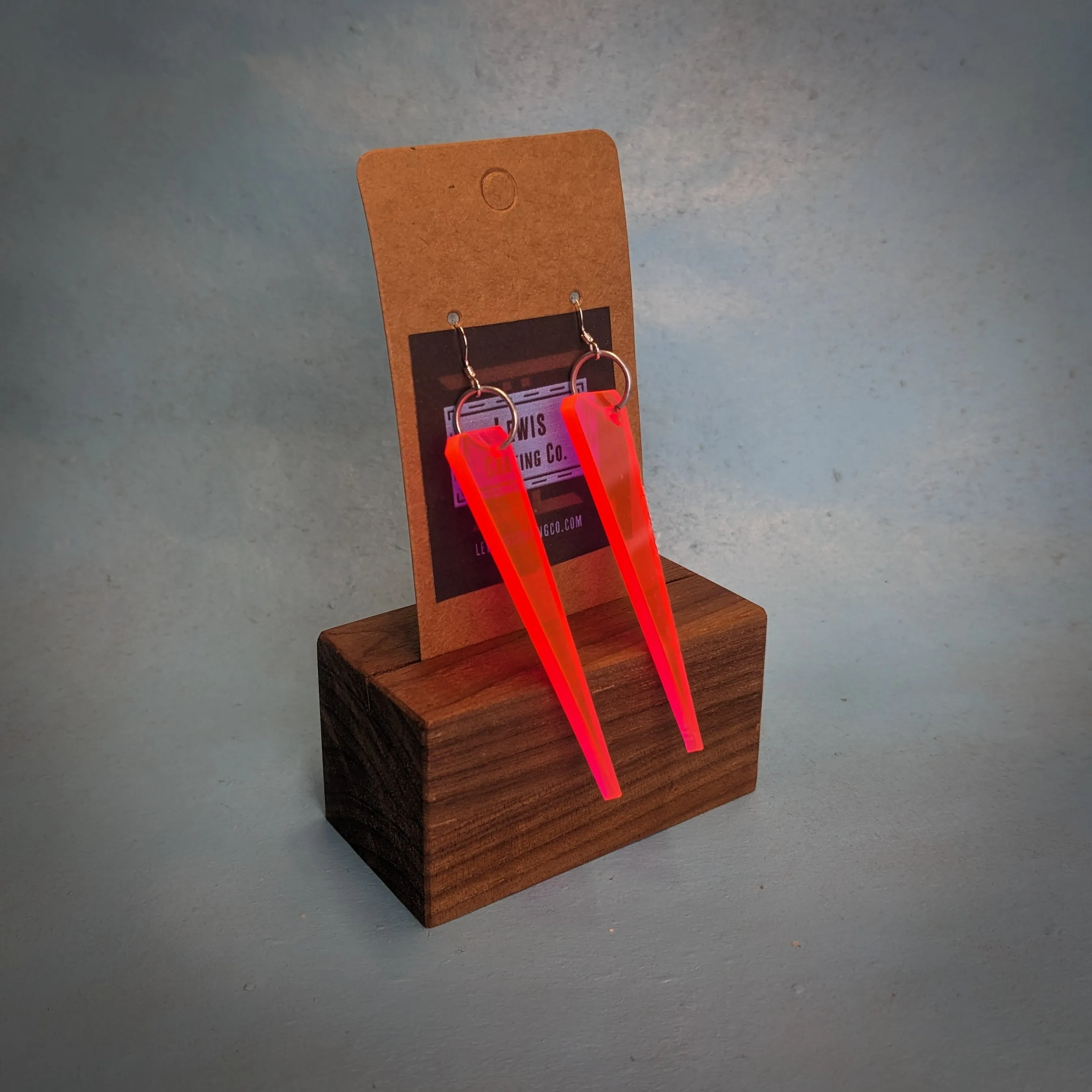 Neon Orange Narrow Triangle Dangle Earrings