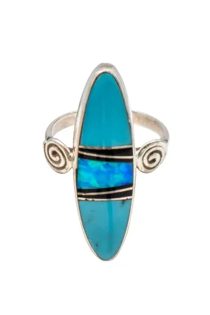 Onyx, Opal, & Sleeping Beauty Turquoise Inlay Ring | C. Webster