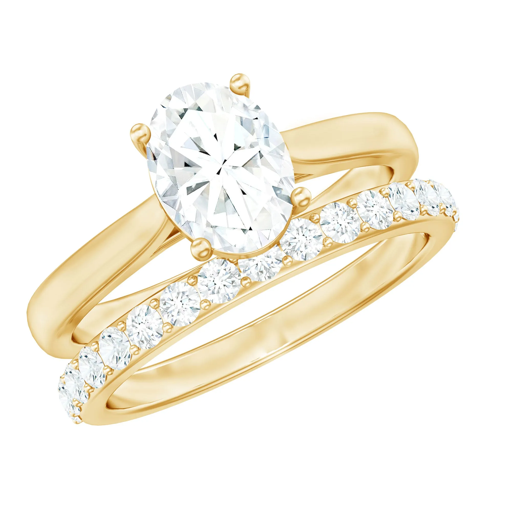 Oval Cut Solitaire Moissanite Bridal Ring Set