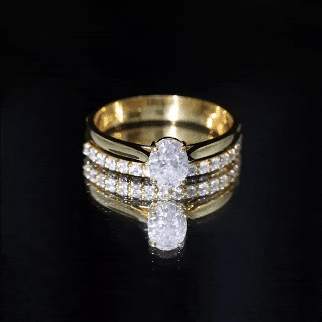 Oval Cut Solitaire Moissanite Bridal Ring Set
